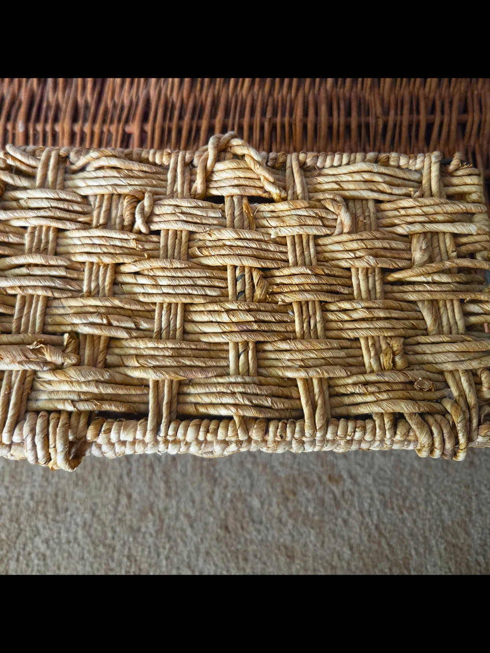 Vintage Rattan Sewing Storage Basket